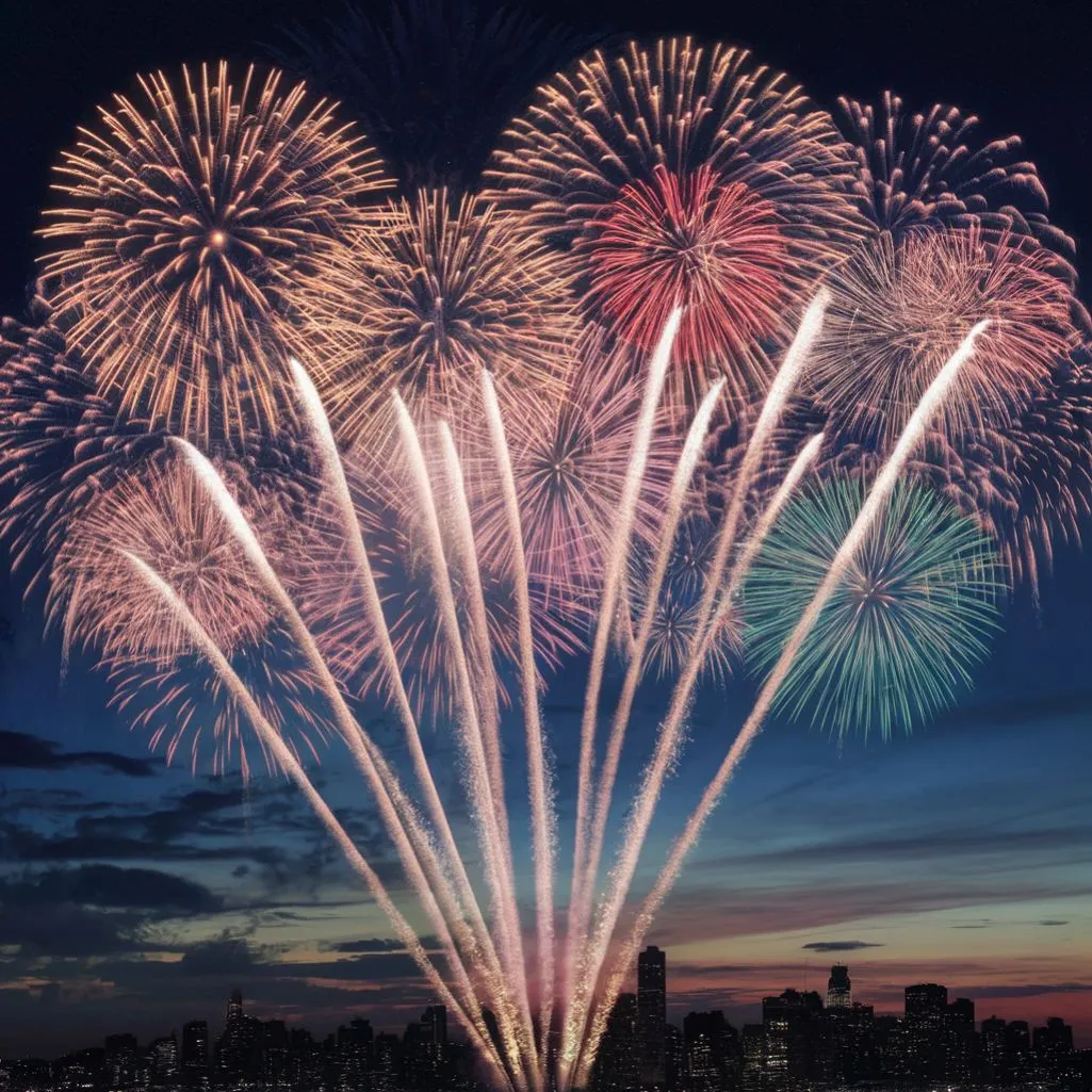 Fireworks Burst in the Night Sky: Freedom's Illumination