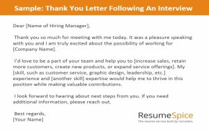 Thank You Letter After Interview